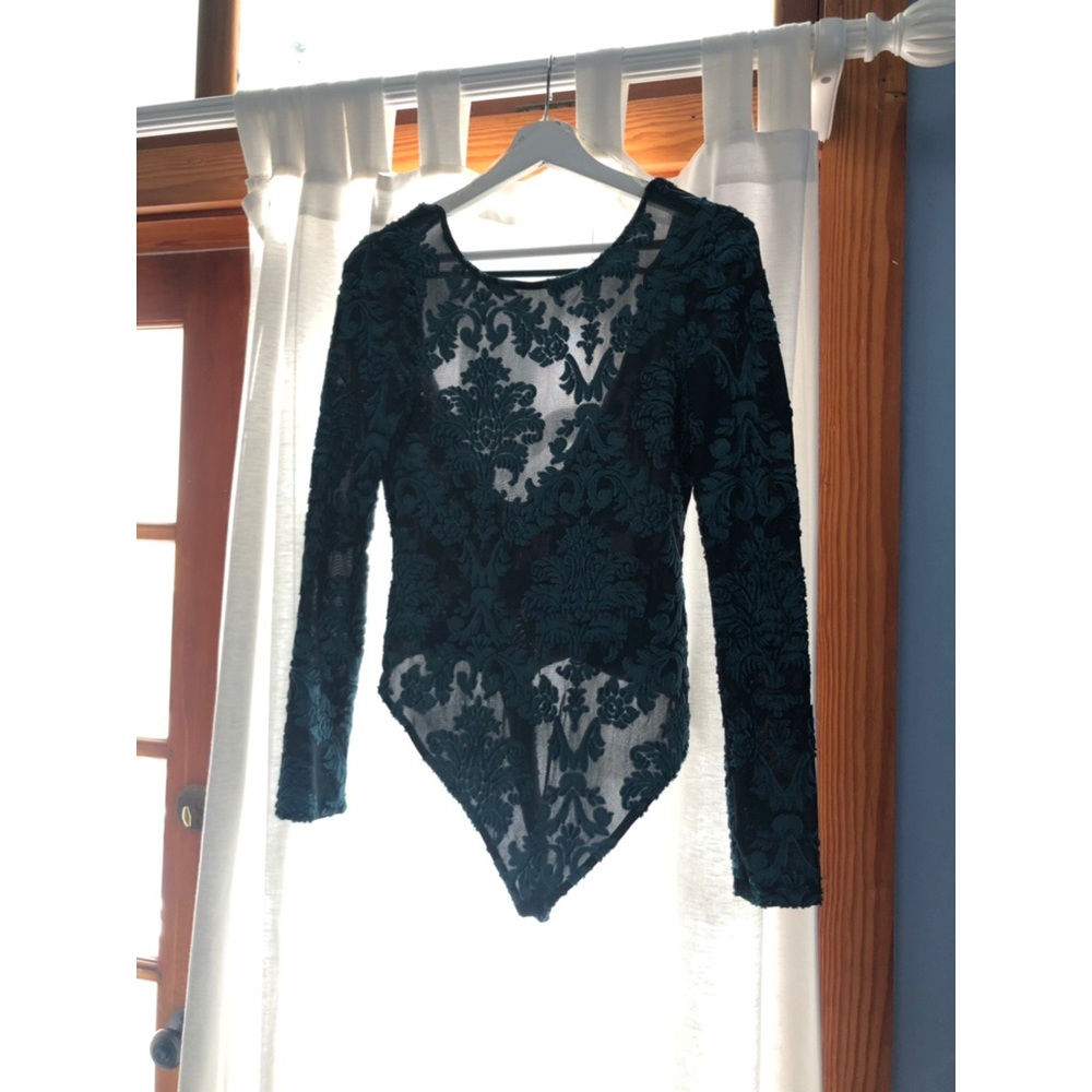Blue mesh body suit